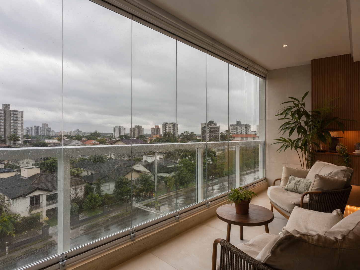 Fechamento de sacada de apartamento com vidro em Joinville